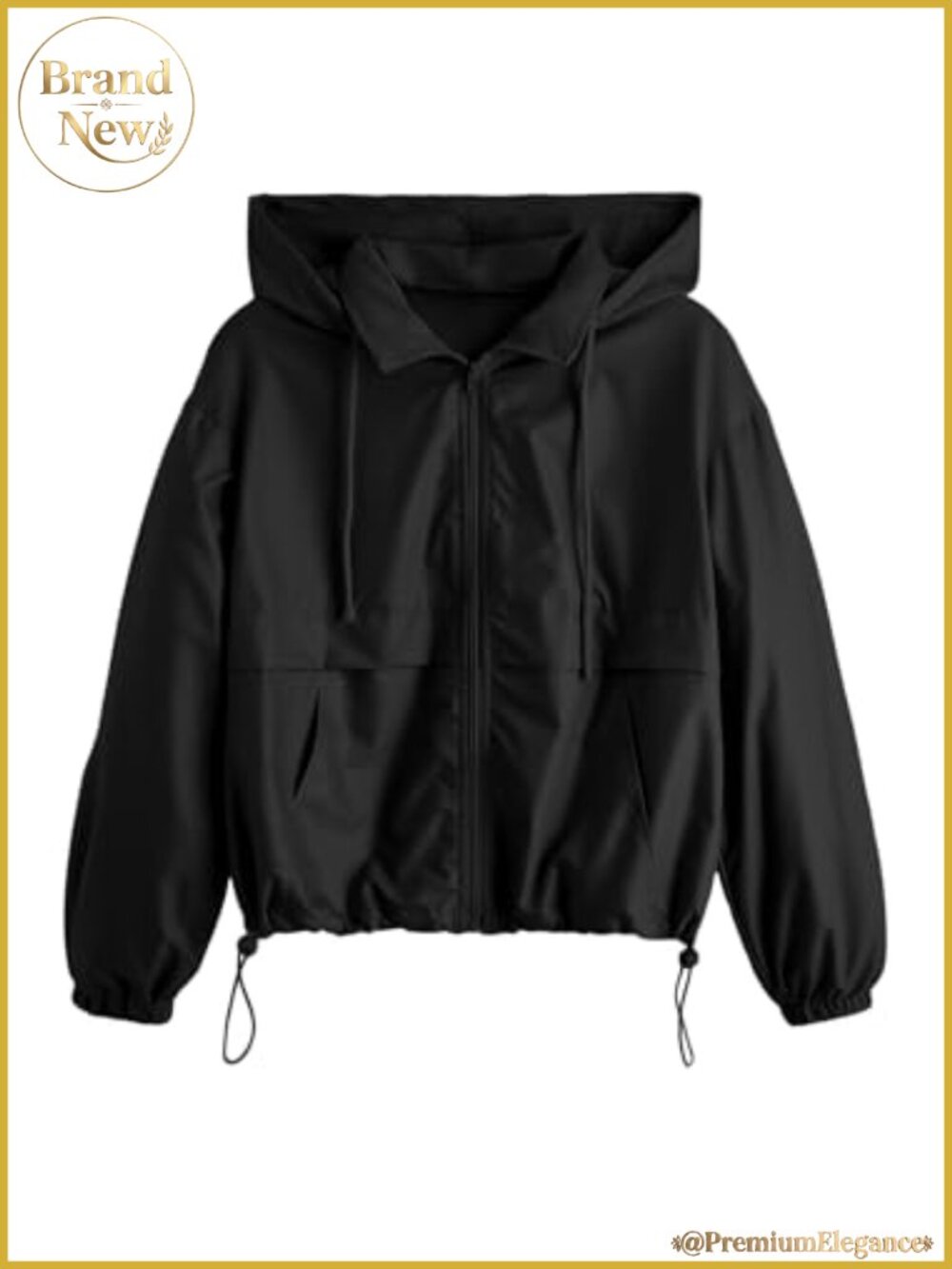 Verdusa Women's Windbreaker Jacket Zip Up Hoodie with Pockets